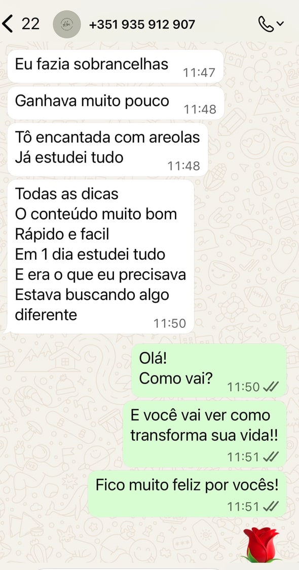 Depoimento de aluna sobre o Mapeamento de Aréolas